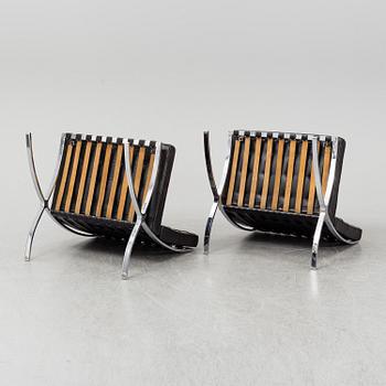 LUDWIG MIES VAN DER ROHE, fåtöljer, ett par, "Barcelona". Knoll International, 1960-tal.