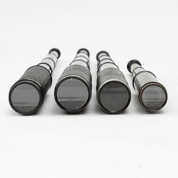 Four telescopes, 20th century, of which 2 by Busch.