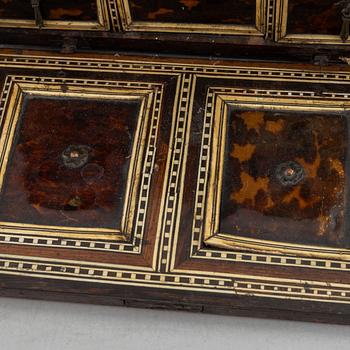 A Spanish colonial bone and tortoise inlayed writing-box, circa 1700.