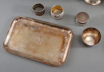 PARTI SILVER, 11 delar, mestadels Sverige, 1800-talets slut samt 1900-tal, vikt 1007 g.