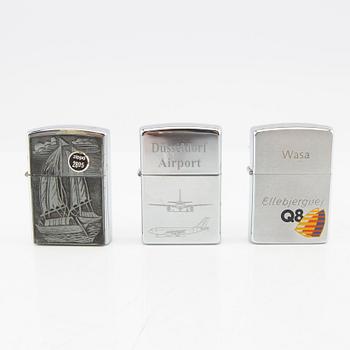 En samling Zippo tändare 14 st USA 1900-talets senare del.