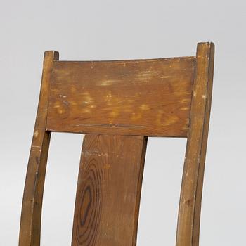 Carl Westman, a pair of stained pine chairs, Sweden ca 1910.