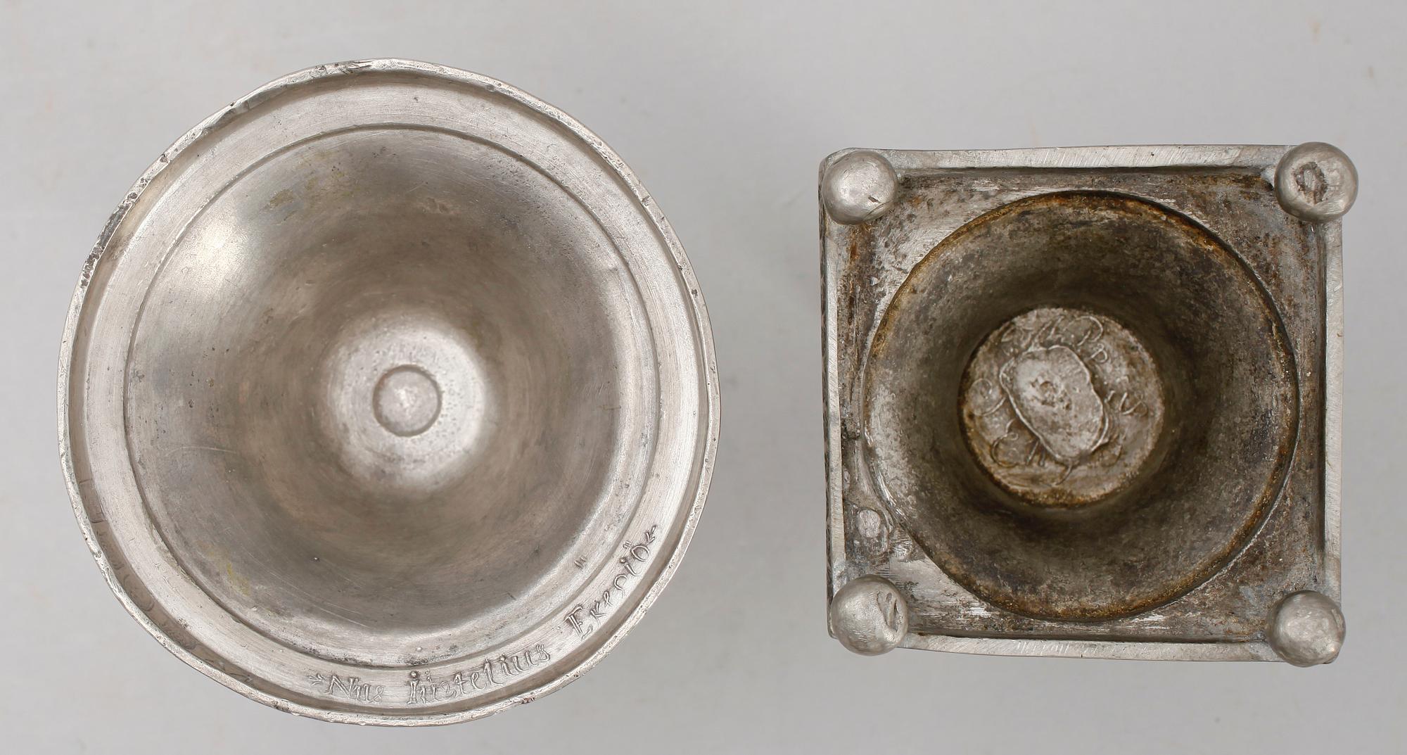 LJUSSTAKAR, 2 st, tenn, 1 av Nils Eric Justelius, Eksjö 1831.