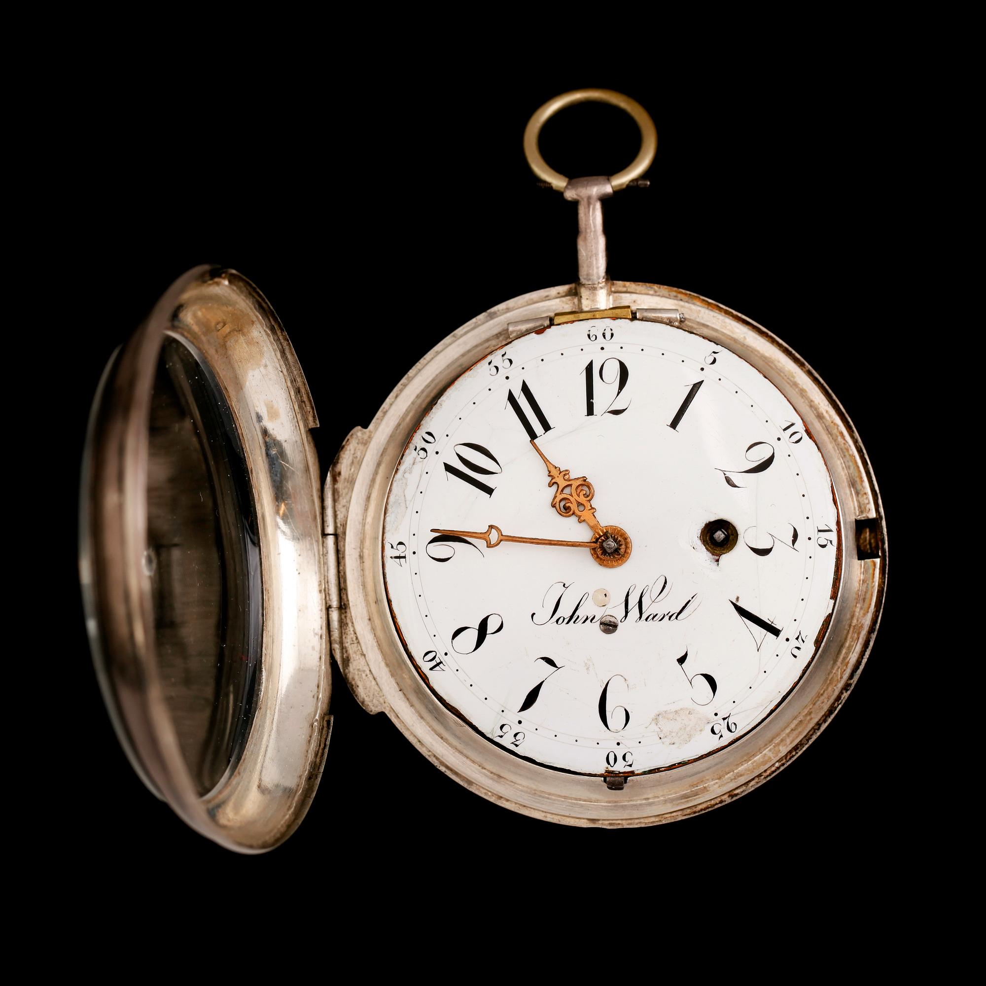SPINDELUR, silver, John Ward, London, nr 7266, omkring år 1800.