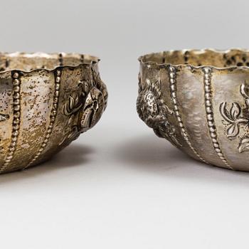 Skålar, ett par, silver, barockstil, CG Hallberg, Stockholm, 1912.