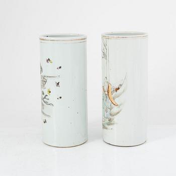 A pair of porcelain brush pots, China, early 20th century.