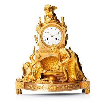 An Empire ormolu mantel clock 'La fontaine de l'Amour', early 19th century.