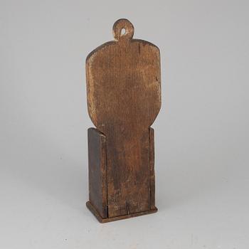 An 18th century brass and oak cutlery holder.