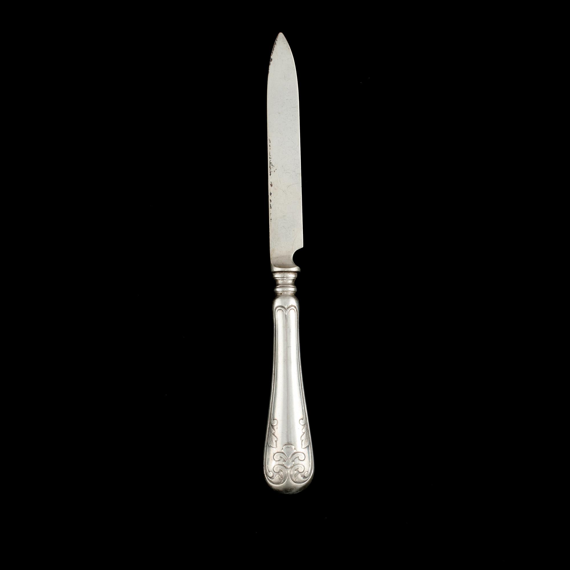 FRUKTKNIVAR, 12 st, silver, C.G Hallberg, Stockholm, 1909. Vikt 390 g.