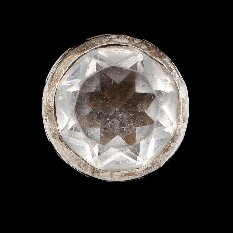 RING, silver, med bergkristall, Finland, 1900-talets andra hälft. Total vikt med sten ca 13 g.