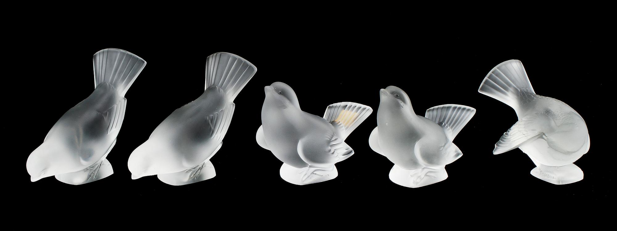 FIGURINER, 5 st, glas, Lalique.