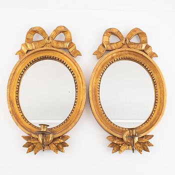 Spegellampetter, ett par, gustaviansk stil, 1900-talets första hälft.