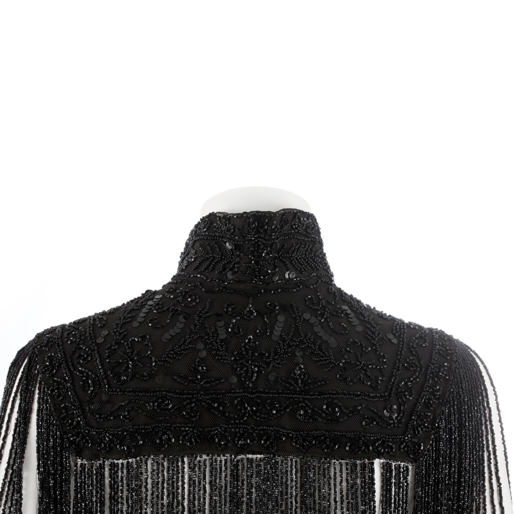 COLLAR, black silk with extensive beading, late 19th/early 20th century.