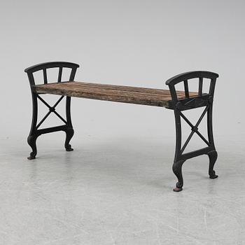 An iron garden bench by Folke Bensow, Näfverqvarns bruk. First half of the 20th Century.