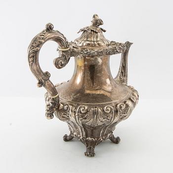 Gustaf Möllenborg, coffee pot in the neo Rococo style, silver, Stockholm 1842.