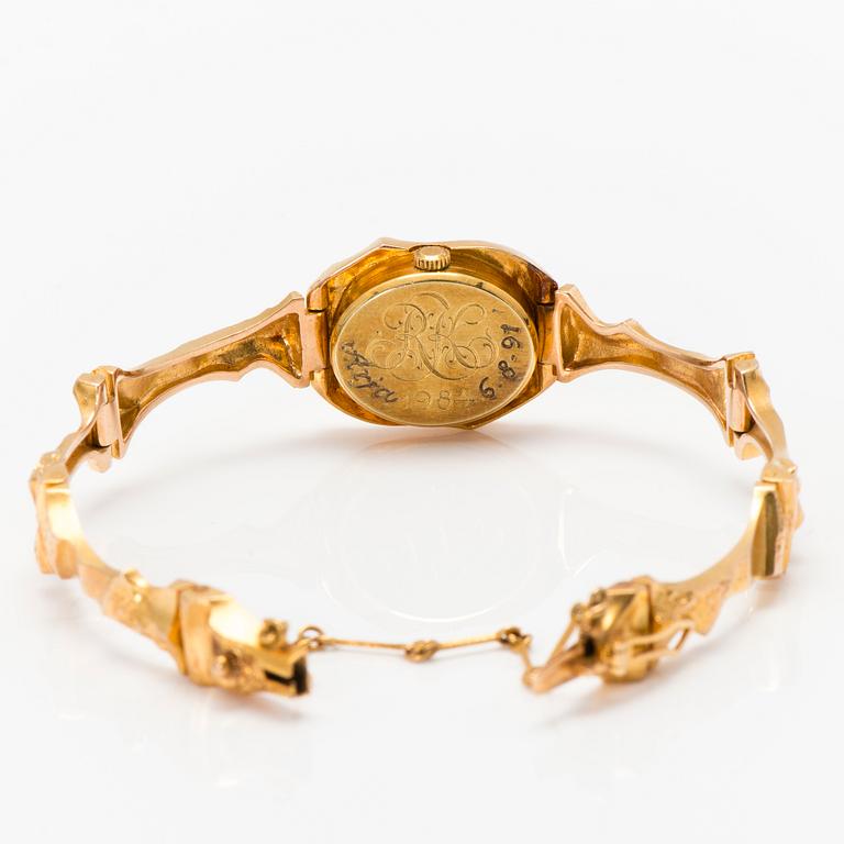 BJÖRN WECKSTRÖM, wrist watch, 'Pola negri', 14K gold, Lapponia 1980. 14x17 mm.