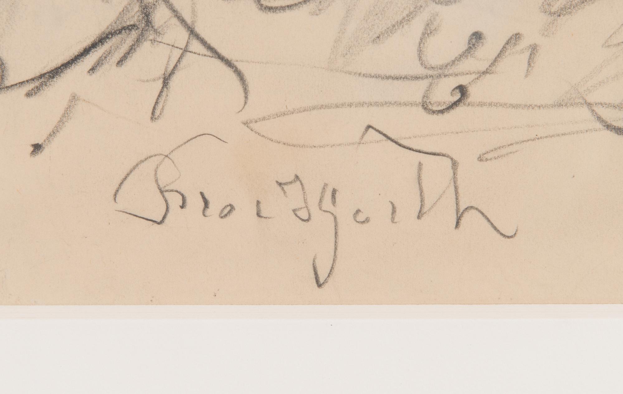 Bror Hjorth, lyijykynäpiirustus, signeerattu.