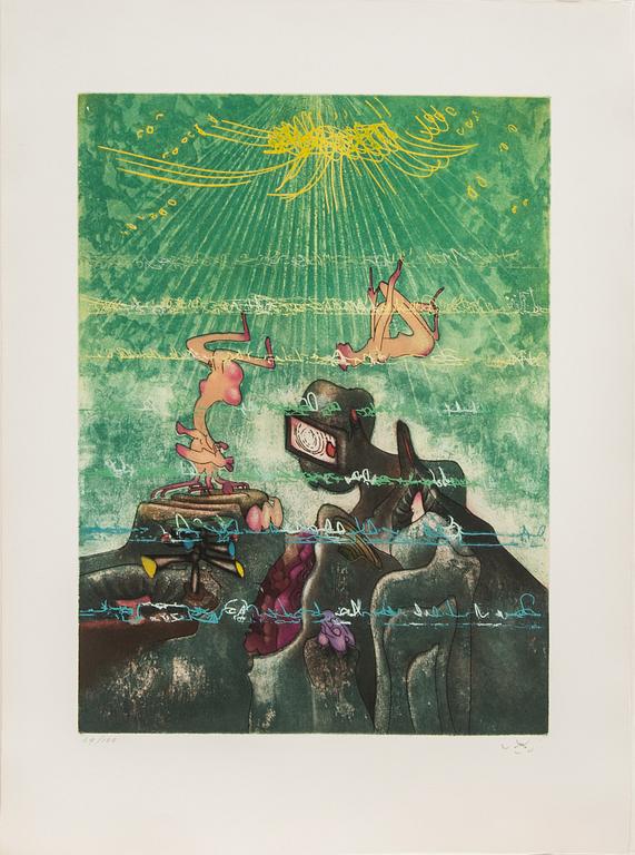 ROBERTO MATTA, etsning/akvatint, 10 st, "Hom'mere", signerade och numrerade 49/100. 1975.