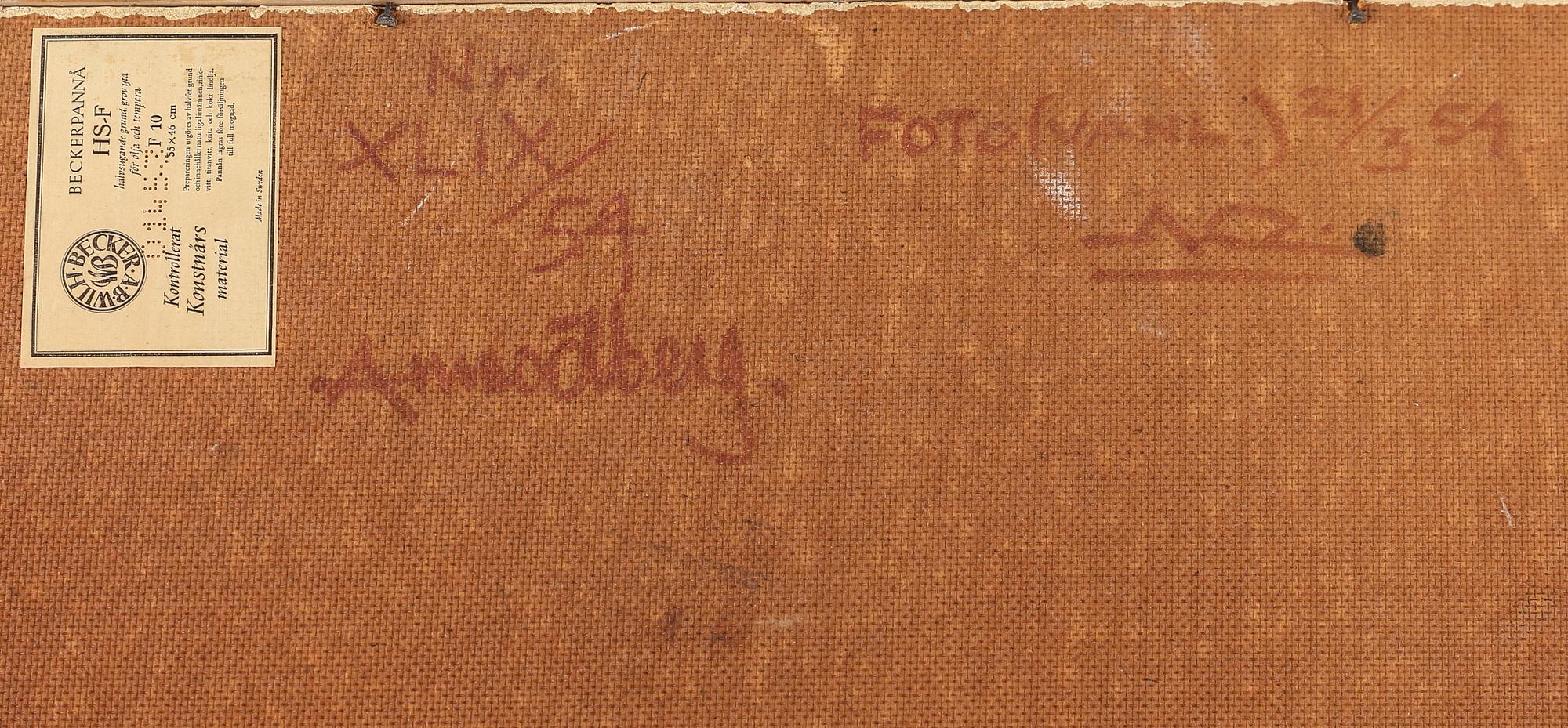 ARNE ÖDBERG, oil on panel, signed and dated -54 verso.