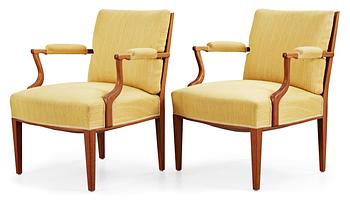 A pair of Josef Frank mahogany armchairs,