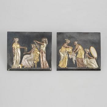 BESLAG, ett par, patinerad brons, empire, 1800-talets första hälft.