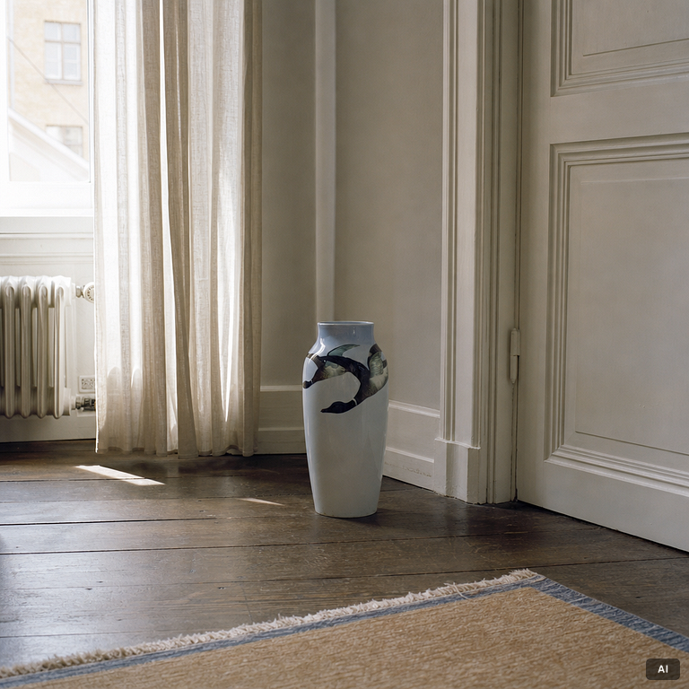 Nils Emil Lundström, An Art Nouveau porcelaine floor vase, Rörstrand, early 20th century.