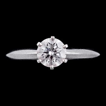 1078. A Tiffany & Co brilliant cut diamond ring, 0.80 cts.
