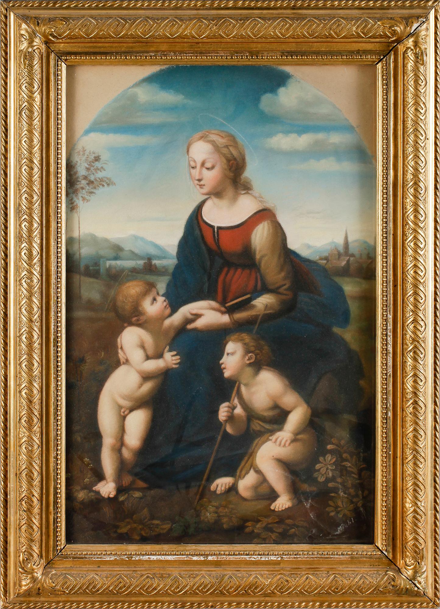 MARIA RÖHL, pastell, kopia efter Rafael, signerad.