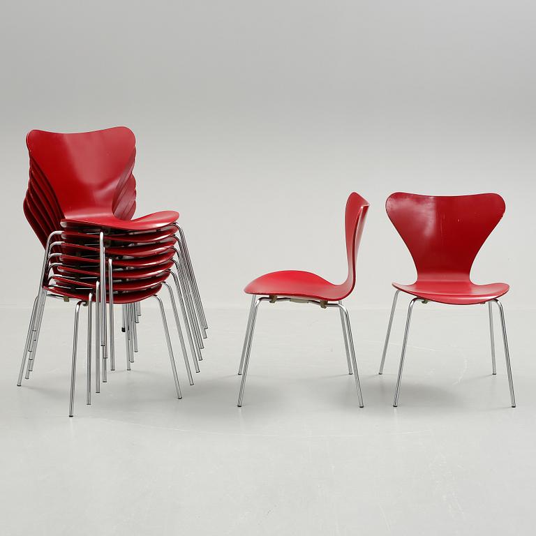 STOLAR, 9 st, "Sjuan", Arne Jacobsen, Fritz Hansen, Danmark.