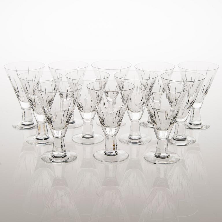 SAARA HOPEA, a 36-piece set of 'Inari' glassware for Nuutajärvi. Designed in 1953.
