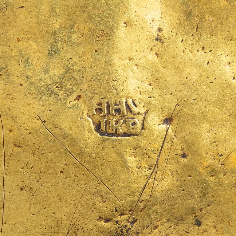 Skrin med lock, av Heinrich H. Werner (mässingslagare i Jönköping, f. 1703-d-1790), Senbarock.