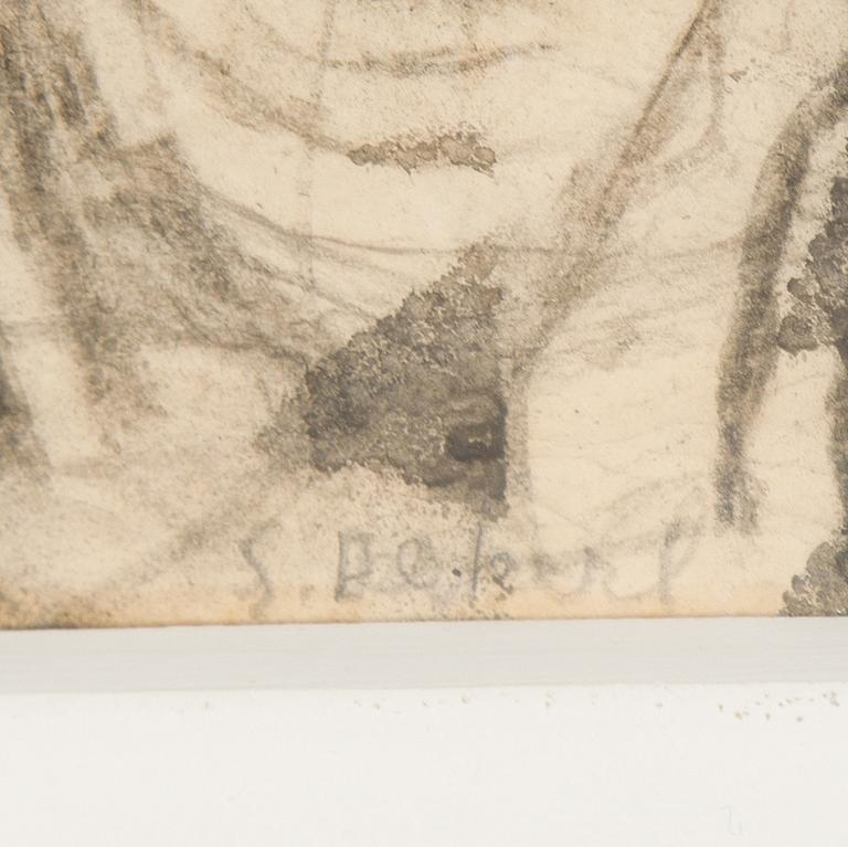 Siri Derkert, ink and charcoal on paper, signed.
