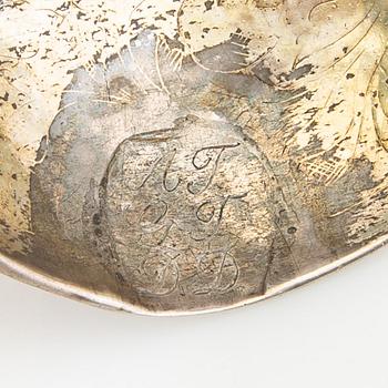 Soup ladle, partially gilded silver, 18th century.