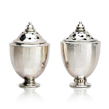 437. Georg Jensen, a pair of silver casters, design Johan Rohde, Copenhagen 1915-1921.