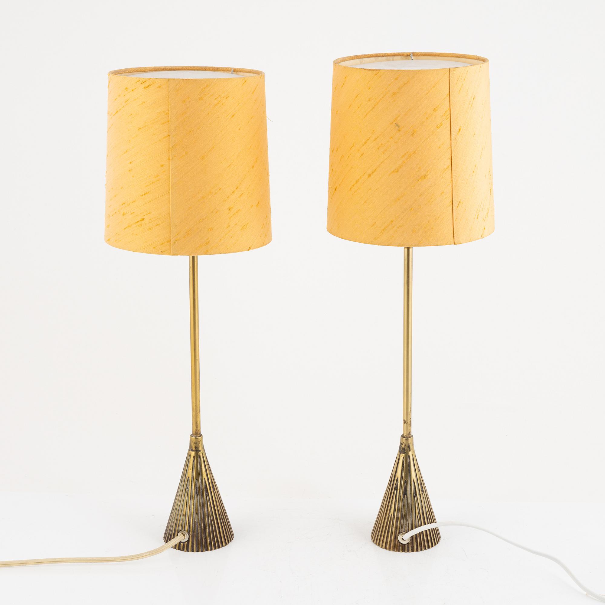 Bo Råman, a pair of brass table lamps, ASEA, mid 20th century.