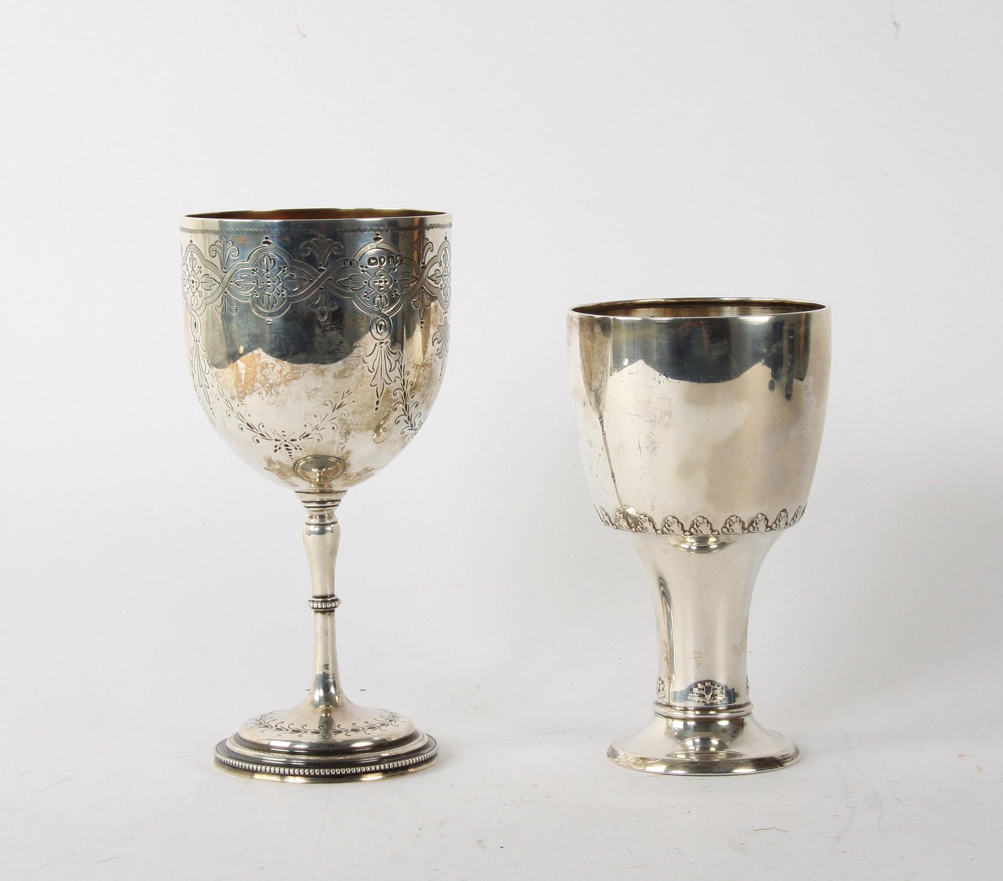 POKALER, 2 st, silver. W.A Bohlin 1929, resp engelsk mästare.