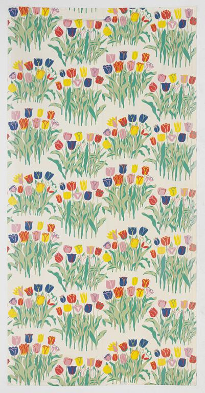 Josef Frank, gardiner, ett par, "Tulpaner", Firma Svenskt Tenn.