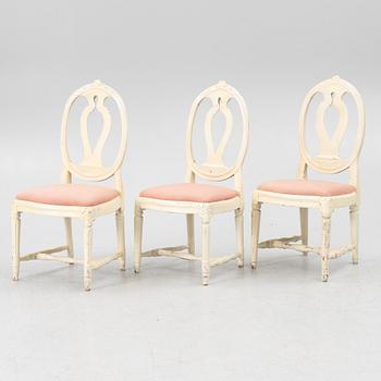 Three Gustavian chairs, late 18th Century.