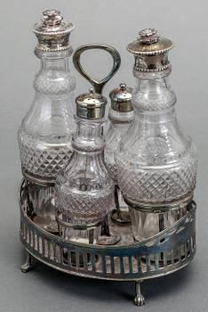 BORDSSURTOUT, silver och nysilver, otydliga stämplar, 1800-tal.