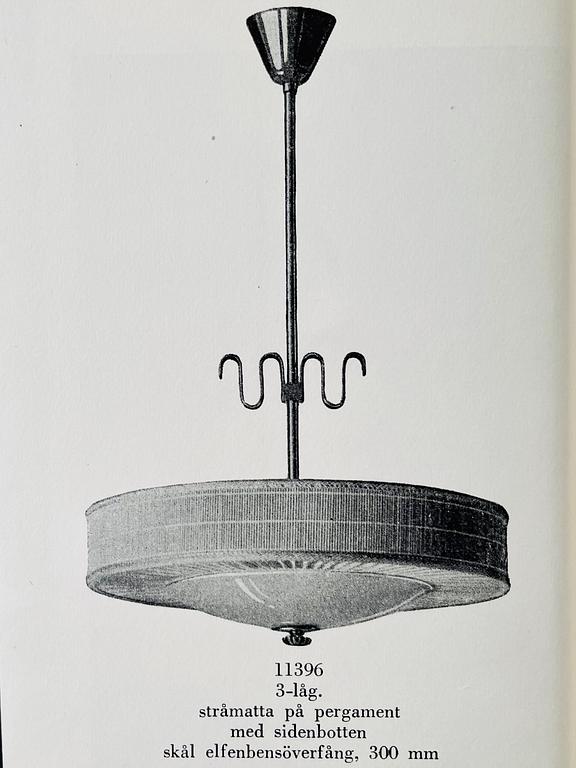 Harald Notini, taklampa, modell "11396", Arvid Böhlmarks Lampfabrik, 1940-tal.