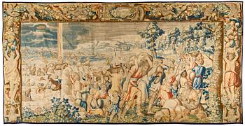 1055. VÄVD TAPET, gobelängteknik. "Flykten från Egypten". 314 x 618 cm. Flandern 1600-tal.
