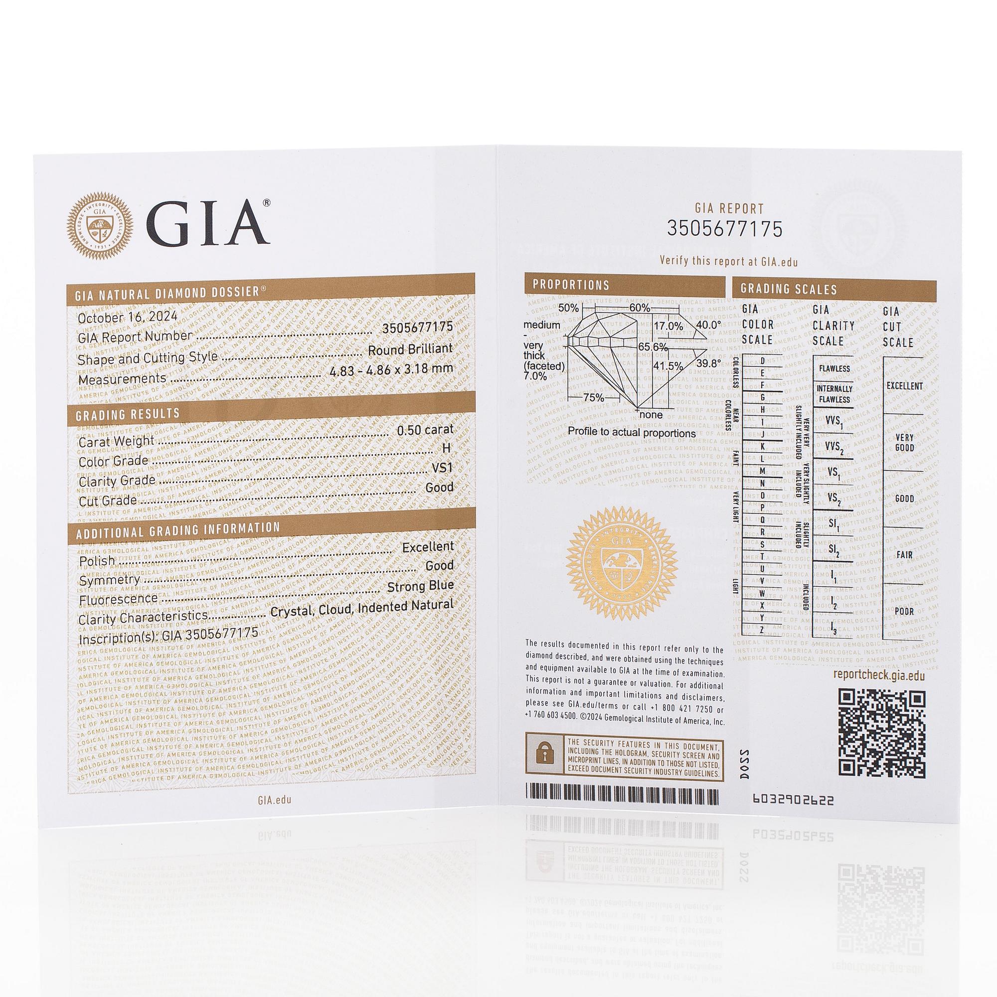 Örhängen, 14K vitguld med briljantslipade diamanter totalt 1.00 ct. Med GIA dossier.