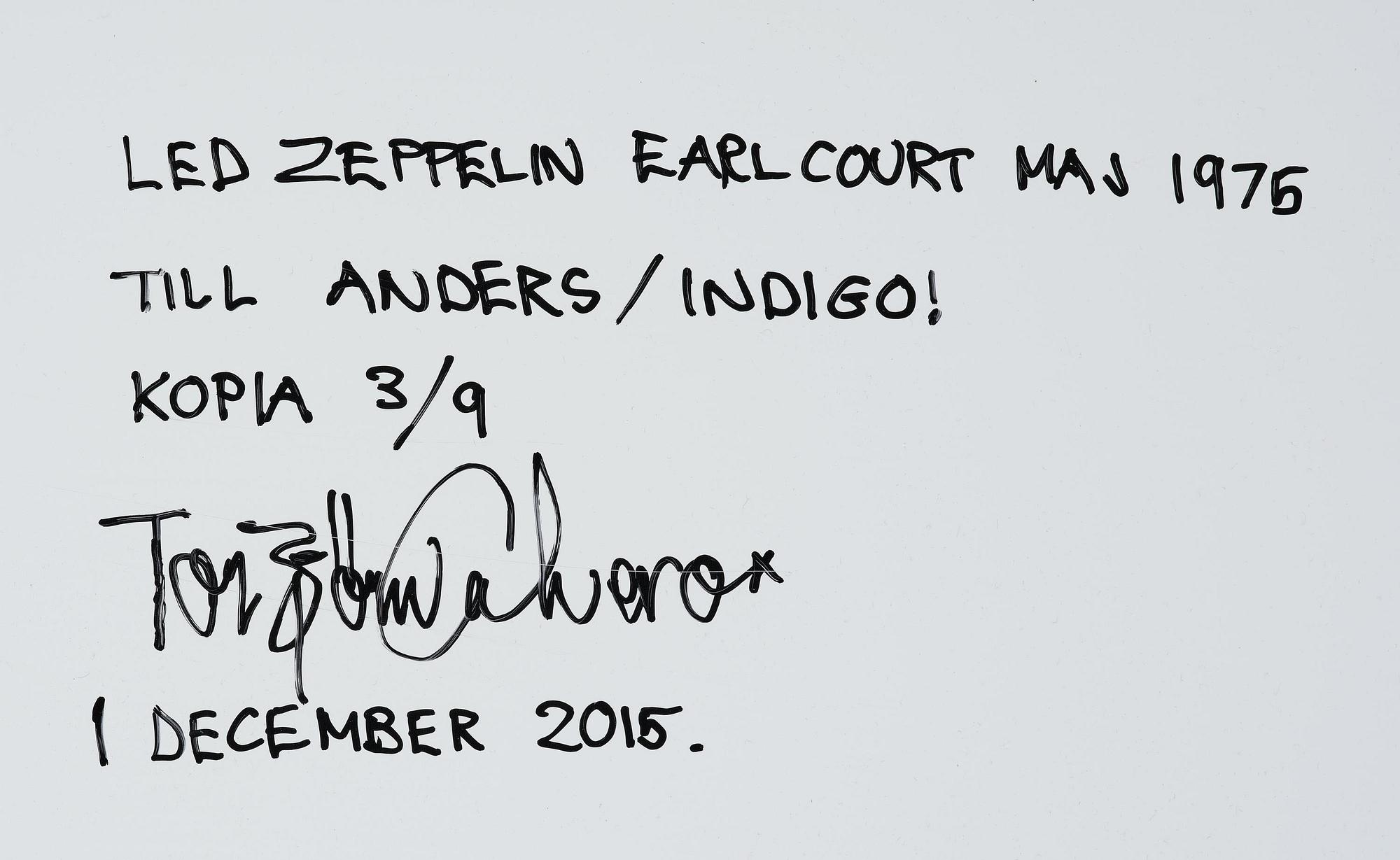 Torbjörn Calvero, "Robert Plant, Jimmy Page/Led Zeppelin, Earl's Court, May 1975.".