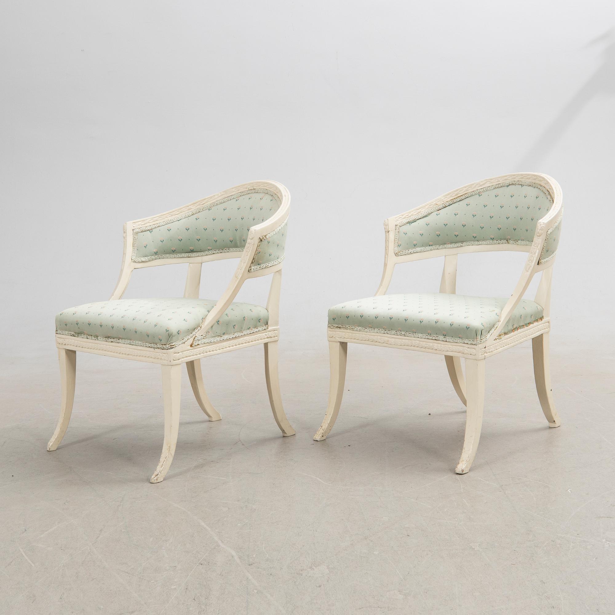 Bergère armchairs, a pair, Gustavian.