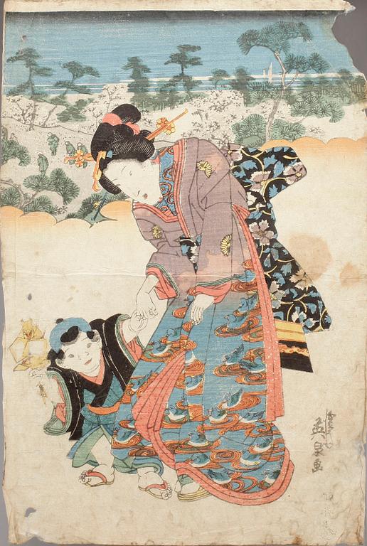 KEISAI EISEN, träsnitt, Japan, 1800-tal.