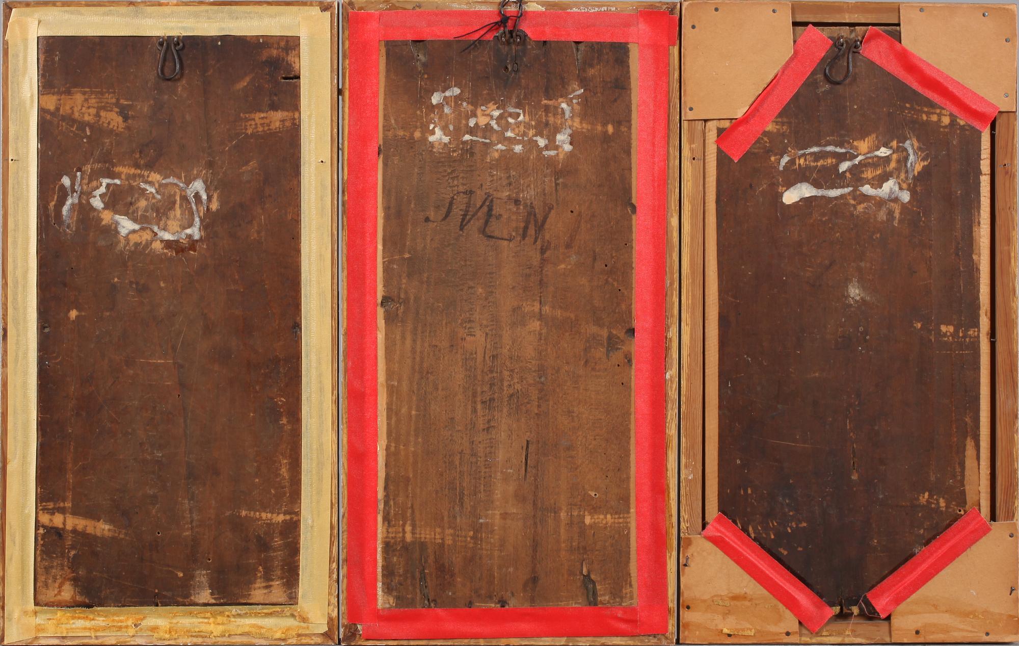VÄGGPLAKETTER, 3 st, trä, 1800-tal.