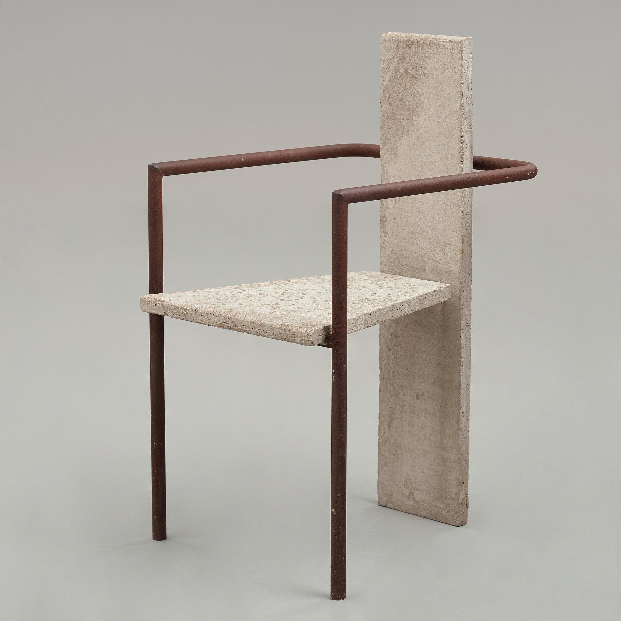 Jonas Bohlin, a "Concrete" armchair, Källemo, Värnamo, Sweden 1981.