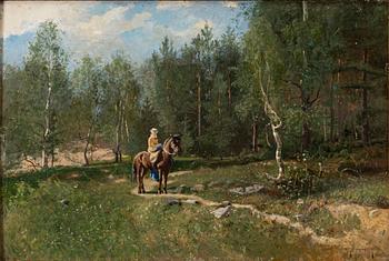 Hjalmar Sandberg, Landscape with a lady on horseback.