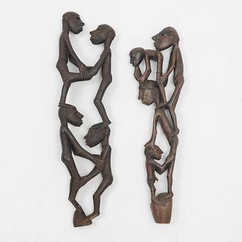 Two wooden Asmat Carvings, Indonesia, Jakarta, 20th Century.