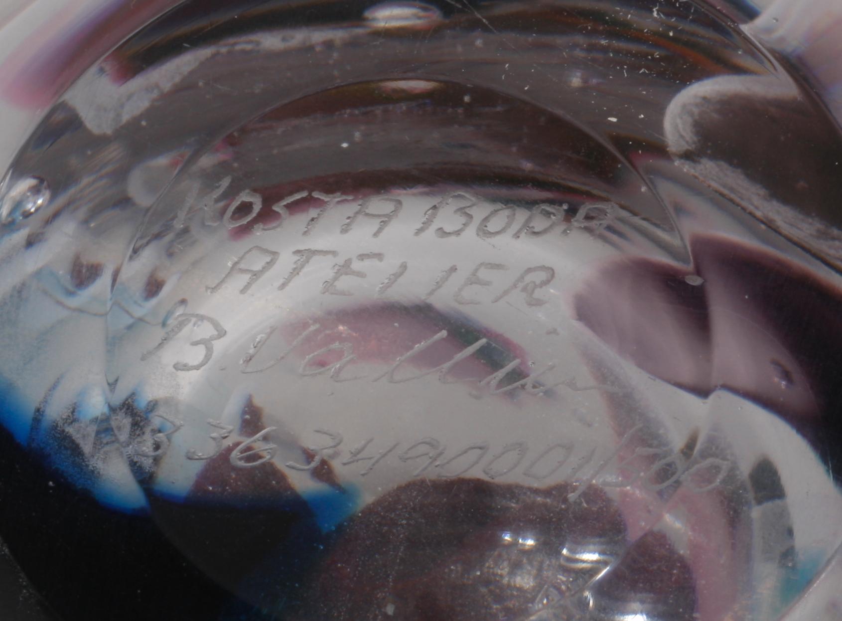 VAS, glas, Bertil Vallien, kosta Boda, sign o numr 1/500.